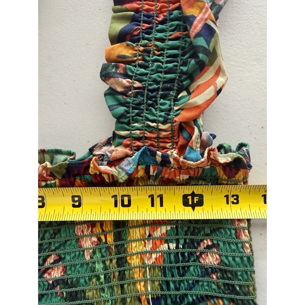 Anthropologie OPT Calypso Tropical Cotton Sundress Womens L Bold Floral Smocked - Picture 8 of 11